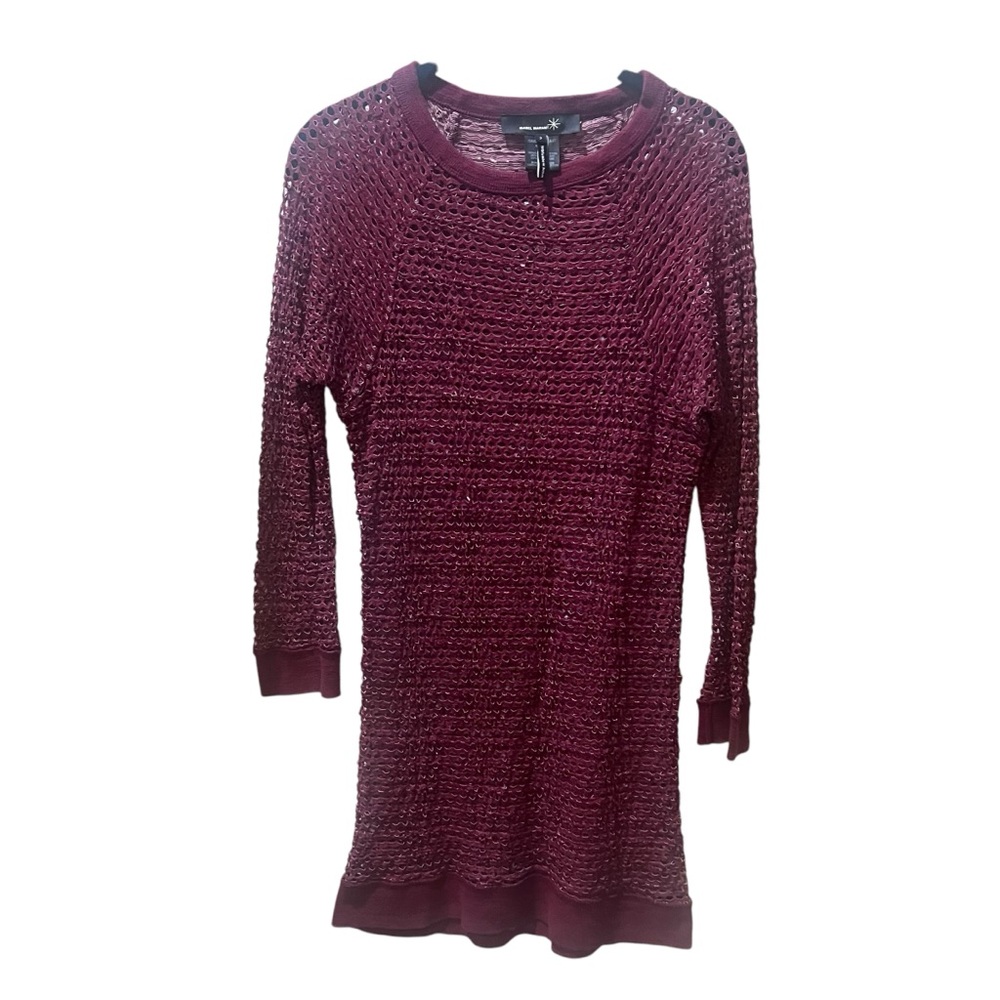 Isabel Marant Red‎ Fishnet Long Sleeve Sweater Dress